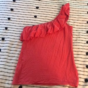 Coral one shoulder shirt